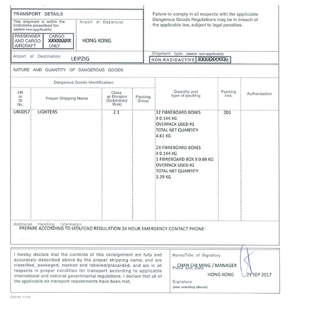 Dangerous Goods handling